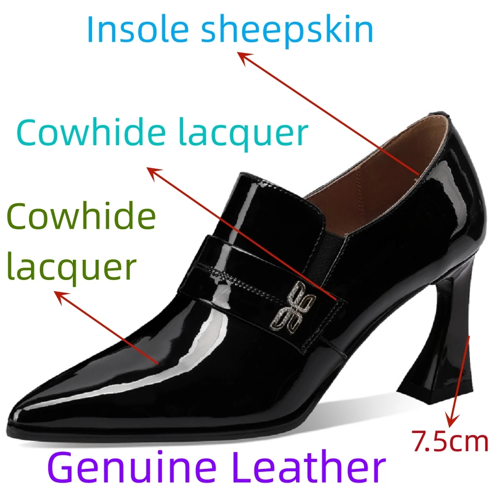 【JOCHEBED HU】Handmade Genuine Leather Deep Mouth Single Shoes Women's New High Heels Popular Design Pointed Toe 33-43