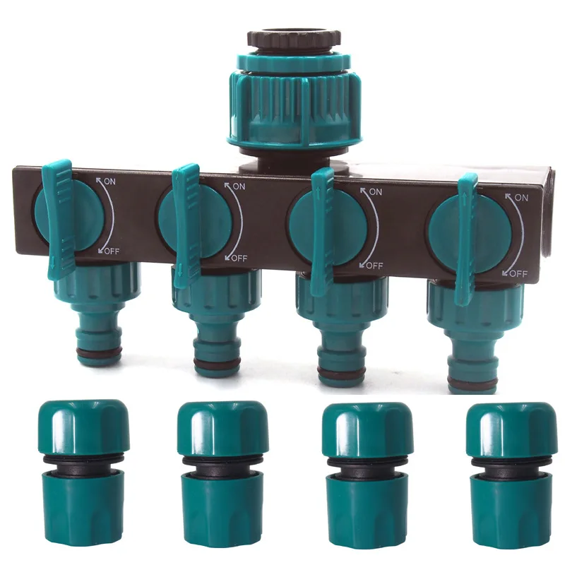 

Подходит для полива сада, полива растений, орошения, 2-точечный микрораспылитель, быстрое подключение, распределитель шланга для крана с 1 вход и 4 выходами