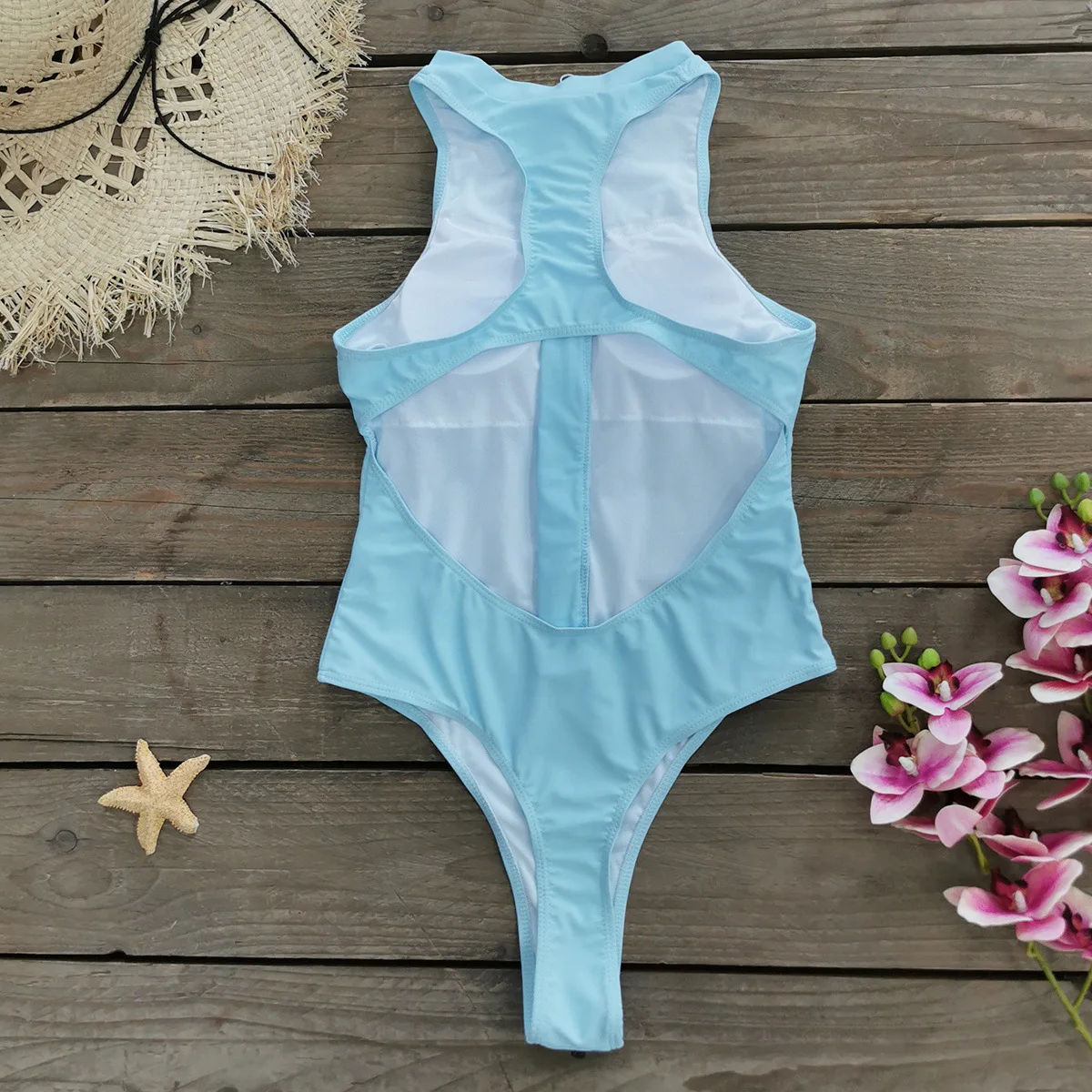 One Piece Swimsuit 2024 Women Bodysuit Monokini High Leg Swim Suit Cutout Bathing Suit Beachwear Zipper Sleeveless Surfing Suit