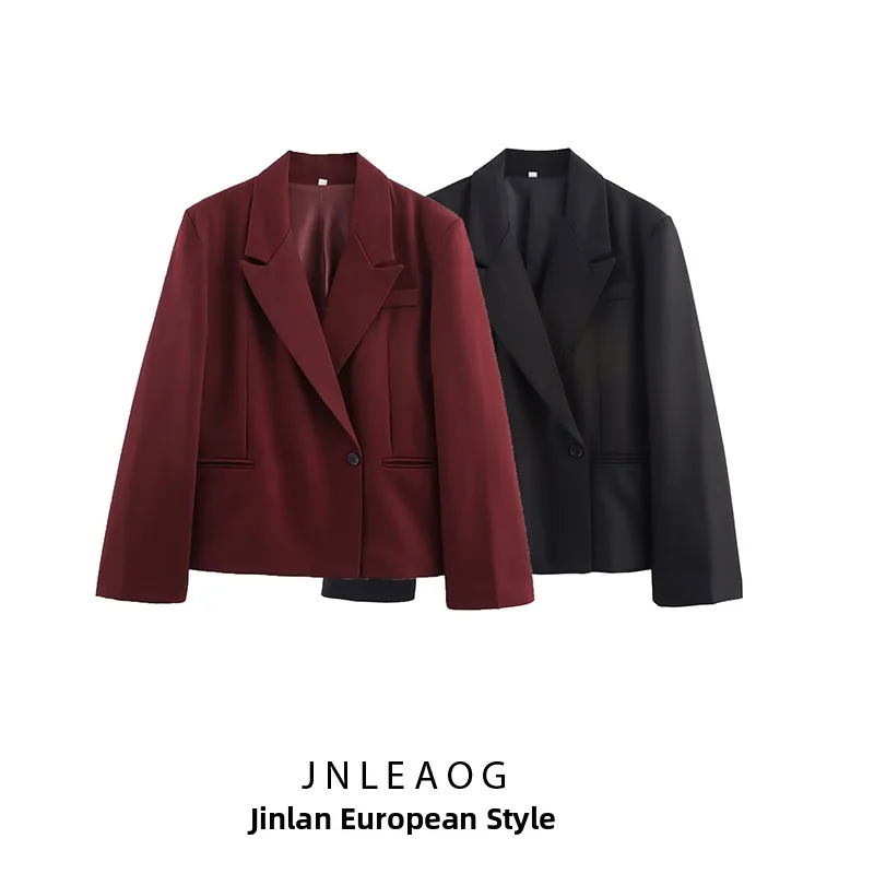 

JNLEAOG Faionable ort Loose Women's Suit Jaet Autumn New Sle Casual Long Sve Polyester Fiber Versatile All Match