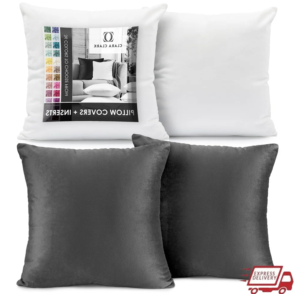 

Plush Microfiber Square Throw Pillow Cover Set with Inserts Soft Decorative Cushion Living Room Bedroom Couch 26x26 Inch