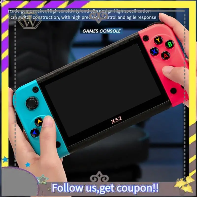 New X52 Handheld Game Console HD 5.1 Inch Portable Retro Game Console Built-In Retro Classic Games Audio Video Player Easy To Us