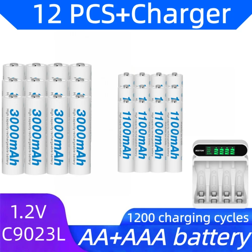 

New original AA/AAA rechargeable battery and charger with clock, radio, video game, digital camera, microphone, toy charger