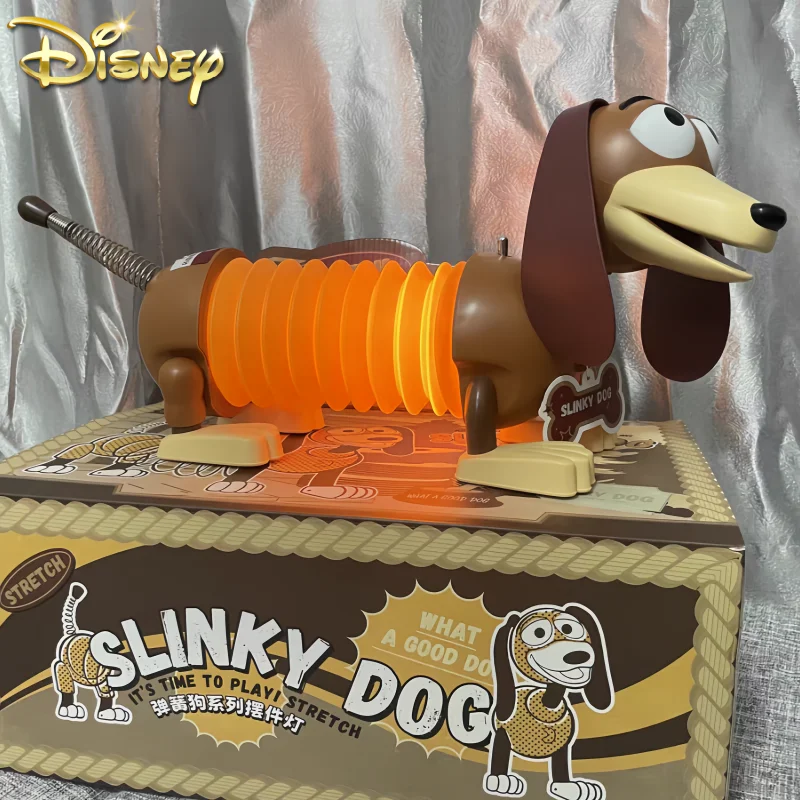 Disney Toy Story Night Light Kawaii Anime Slinky Dog Figure Bedroom Home Sleep Lamp Model Figurine Desk Decor Xmas Gift