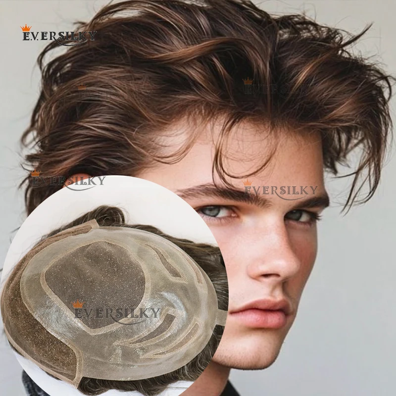 

Блондинка Versalite Темно-коричневая 1b30 540 # Серые, черные мужские парики-парики, невидимая линия волос, прочное швейцарское кружево из искусственной кожи, 100% система человеческих волос