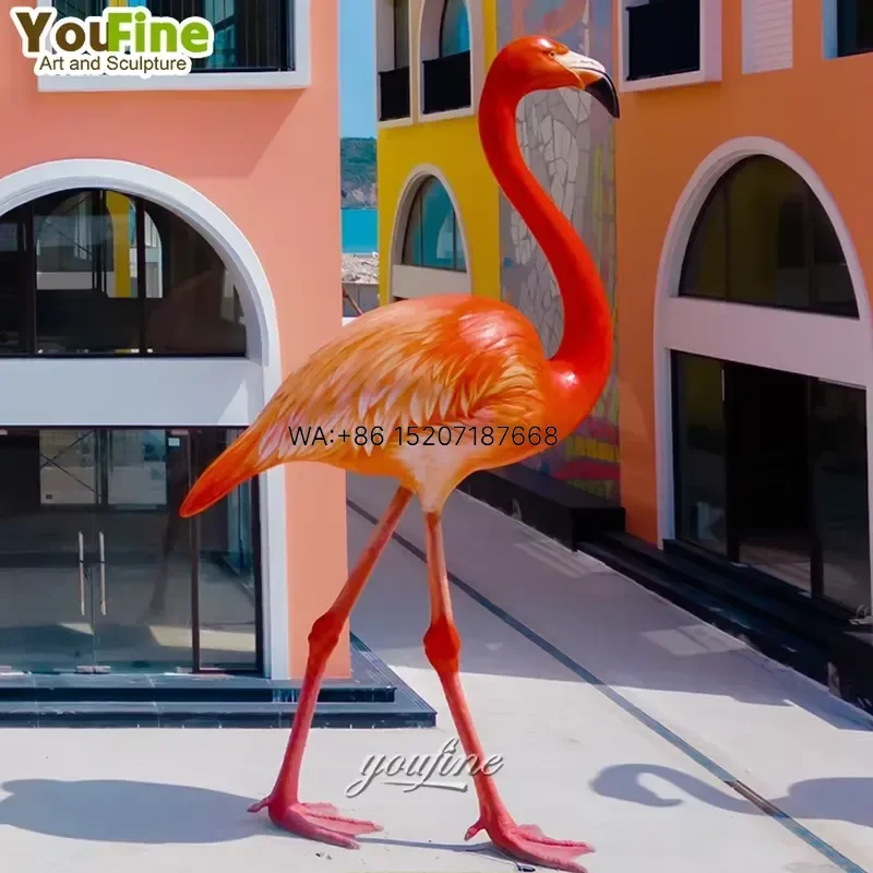 Wmwmnu Large Size Outdoor City Street Decor Resin Giant Flamingos Sculptures for Garden Yard Lawn Art Statue