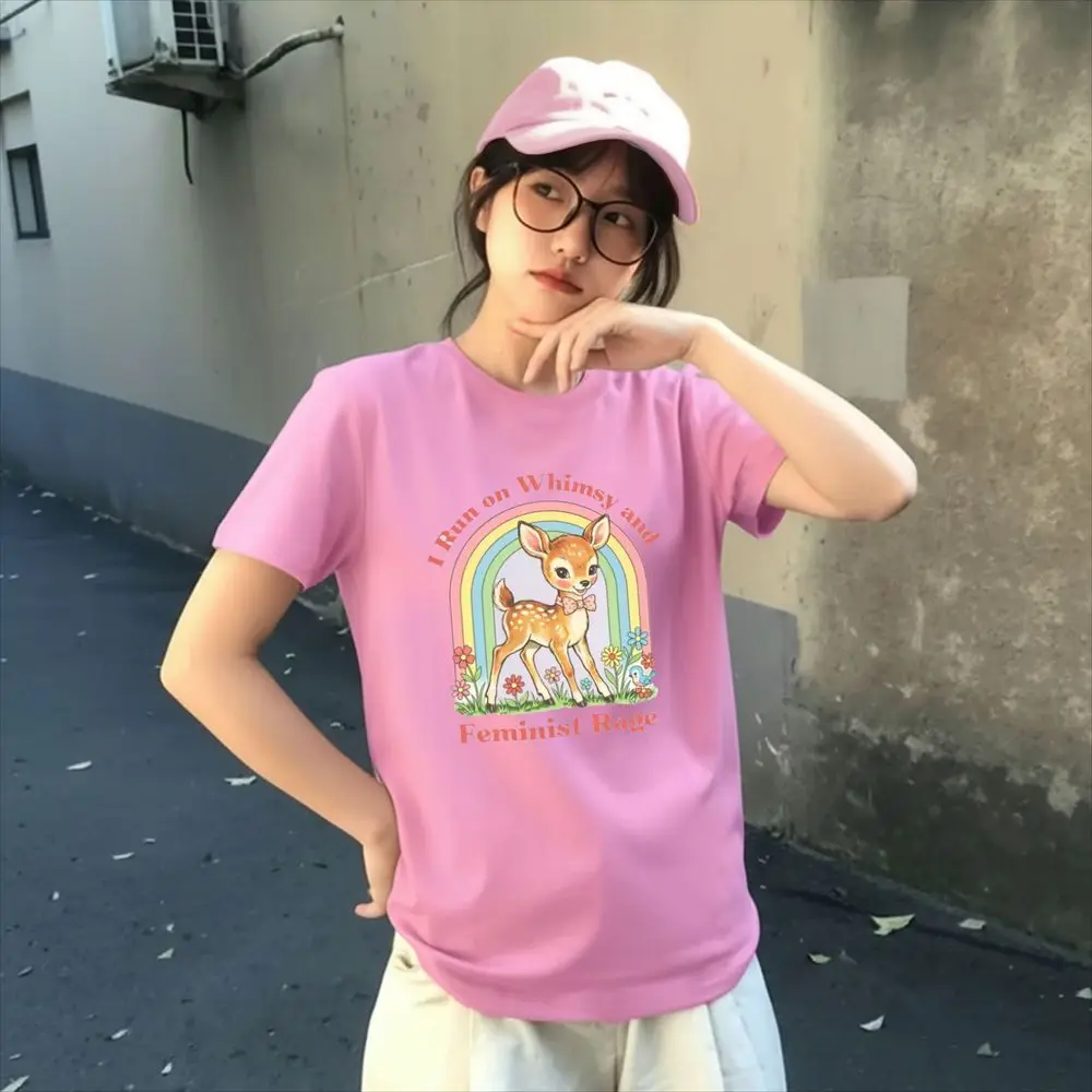 Whimsy and Feminist Rage T-shirt Trendy Women's T Rights Girl & Women Empowerment Graphic TShirts Causal Female Short Sleeve Tee