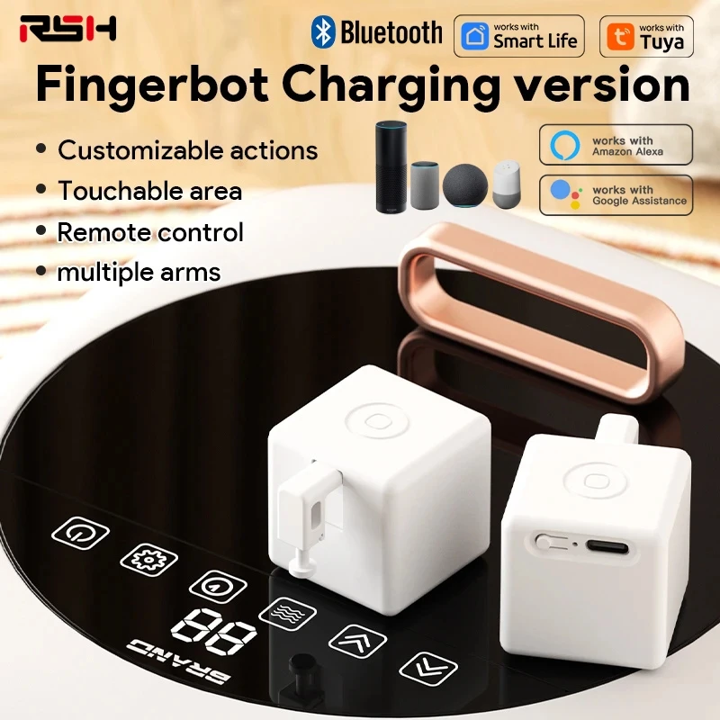 New Tuya Bluetooth Smart Touch Fingerbot Plus USB Charge Version Switch Button Pusher Arm Fingerbot Via Alice Alexa Google Home