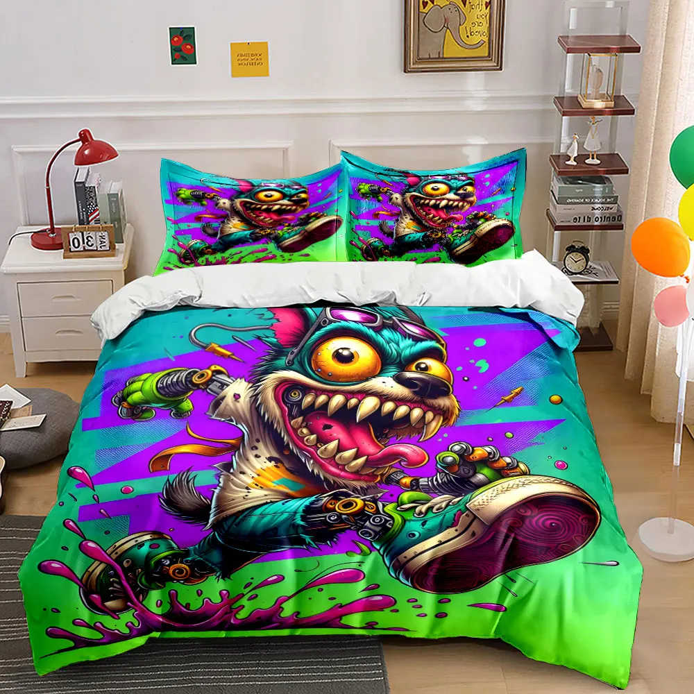 Crazy robotic dog running Printed Duvet Cover Set1 Duvet Cover+2 PillowcaseMulti Size Bedroom Bedding Decoration Luxury gifts
