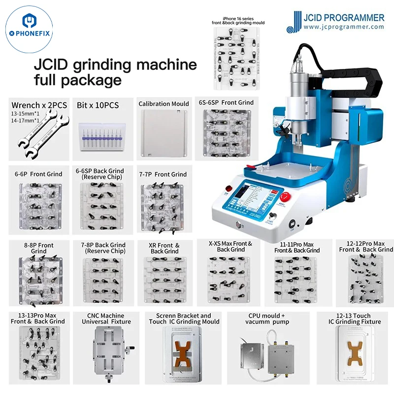 JC EM02 CPU CNC cerdas/braket layar/IC SENTUH/modul Gerinda Slot kartu untuk IPhone 6-15PM Chip BGA IC perbaikan pemoles