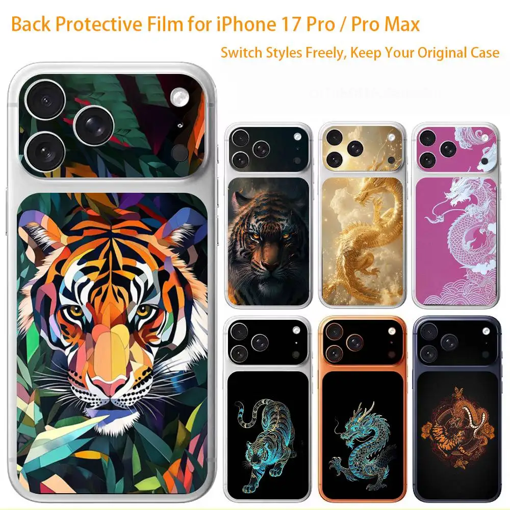 

Stylish Tiger Dragon 3D Full Body Skin Decal for iPhone 17/Pro Max/Air, Color Rear Protective Sticker
