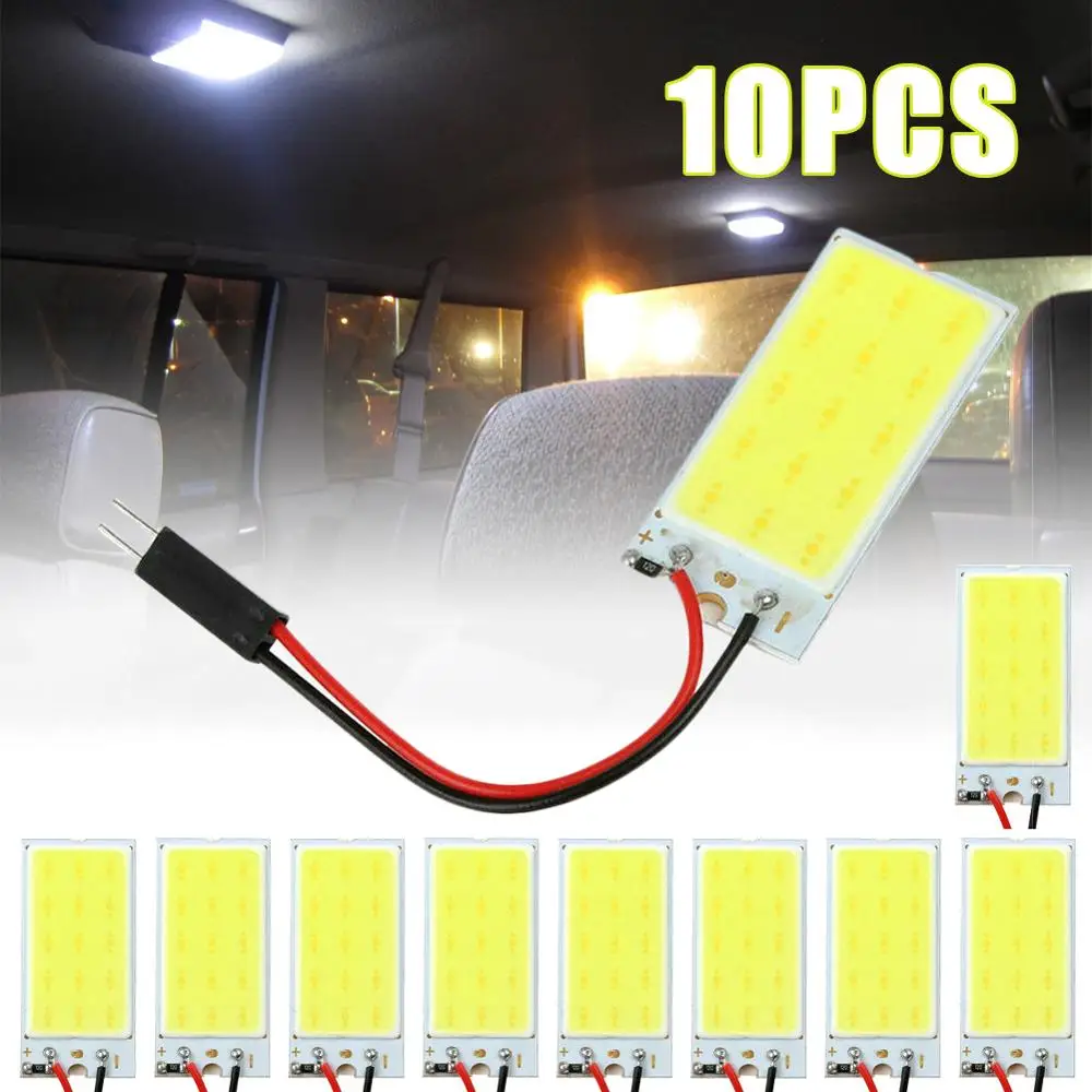 

New 5Pcs/10Pcs Panel Led Dome Reading Light Map Lamp COB 15 SMD Car Interior Lights Auto Bulb W5W Festoon T10 Led Adapter