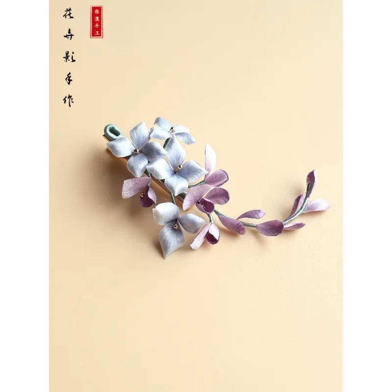 Handmade Intangible Heritage Hydrangea Brooch National Style Hanfu Accessory