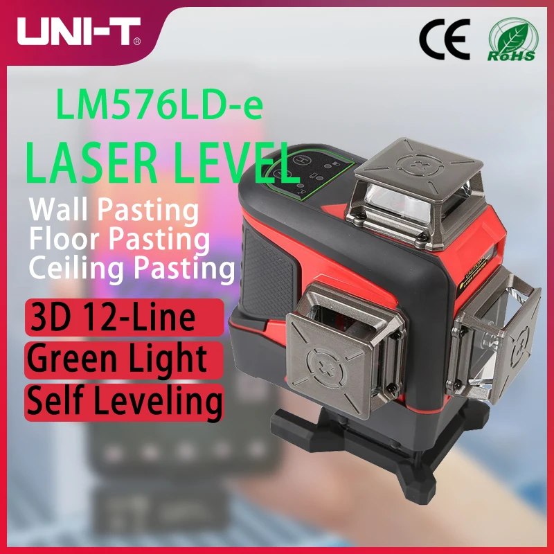 UNI-T LM576LD-e poziom zielony Laser 3D 12-liniowy instrument do przyklejenia na ścianę samopoziomujący zdalne sterowanie wewnętrzne narzędzie