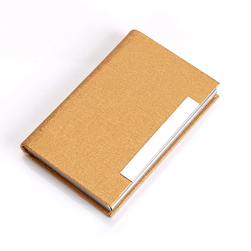 Fashion Stainless Steel Business Card Holder PU Leather Business Credit Card Box Multicolor Colors Buckle Name Card Holder