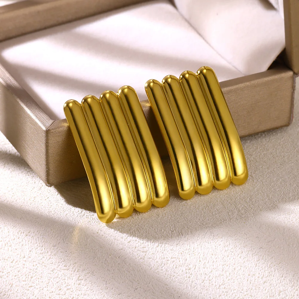 

Irregular Square Stainless Steel Stud Earring for Women Gold Color Aesthetic Wedding Geometric Earring Jewelry Accessories Gift