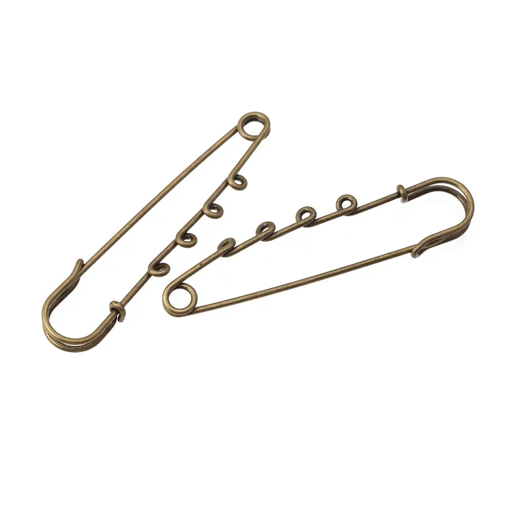 58MM 64MM 75MM Imitation Rhodium Color Iron Brooch Base Brooch Pins with Hanging Hole Diy Jewelry Making Supplies Accessories