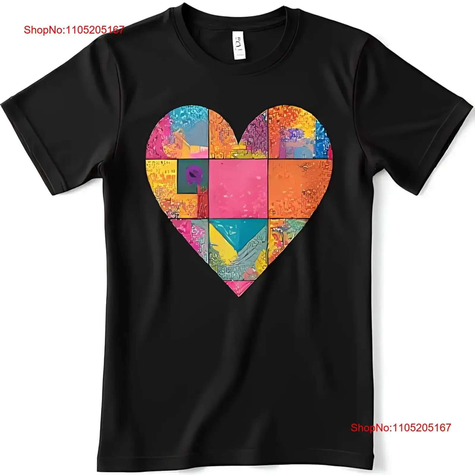 

Яркая лоскутная черная футболка с сердечком, мягкая стильная повседневная одежда, винтажная стираная дышащая мужская модная растягивающаяся универсальная футболка