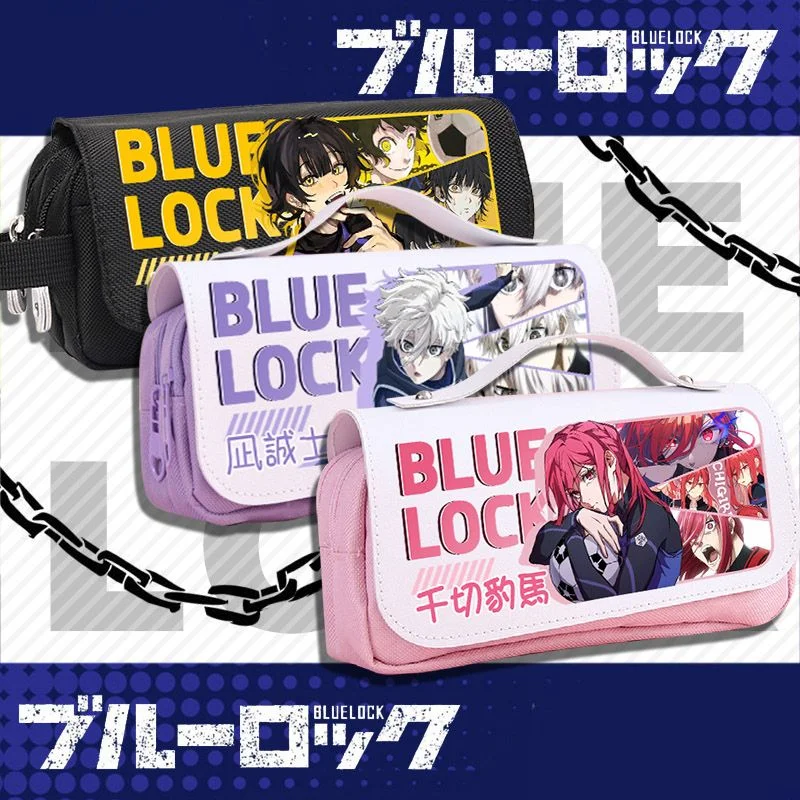 

Anime BLUE LOCK Cosplay Bachira Meguru Seishiro Nagi Oxford Cloth Student PU Leather Flip Pen Bag Pencil Case Stationery Gifts