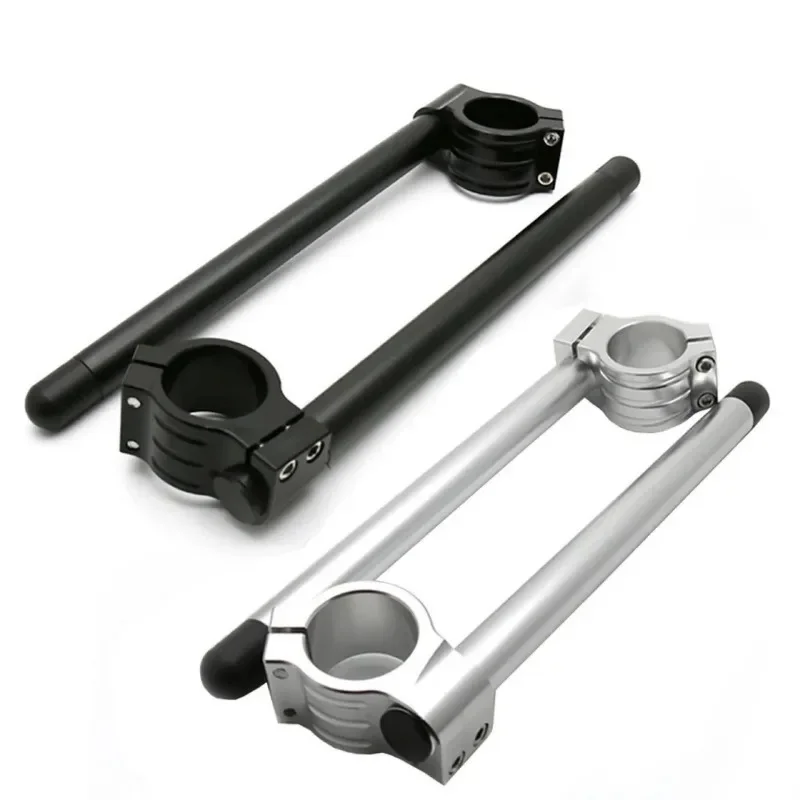 Motorcycle, Handlebar Black Silver Fork Tube Clamp Handle