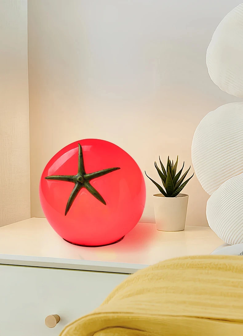 

Modern style red resin tomato table lamp, creative art design bedroom table lamp, cute home decoration atmosphere lamp YX592ER