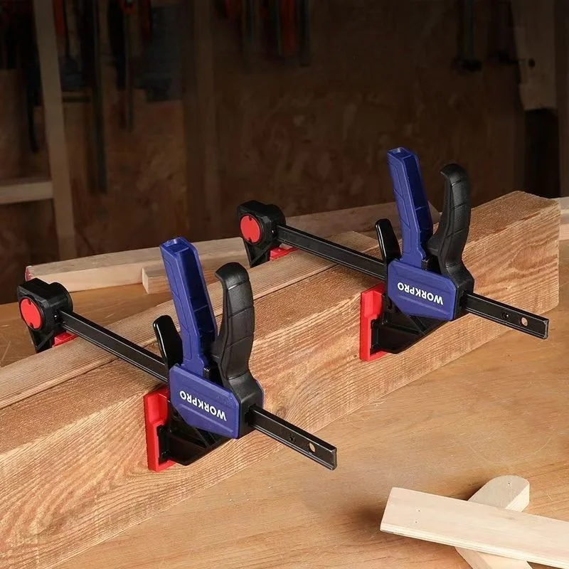 WORKPRO 2PC Ratchet Bar Clamp Set 6/12-Inch Quick Release and One-Handed Heavy-Duty Bar Clamp/Spreader for Woodworking