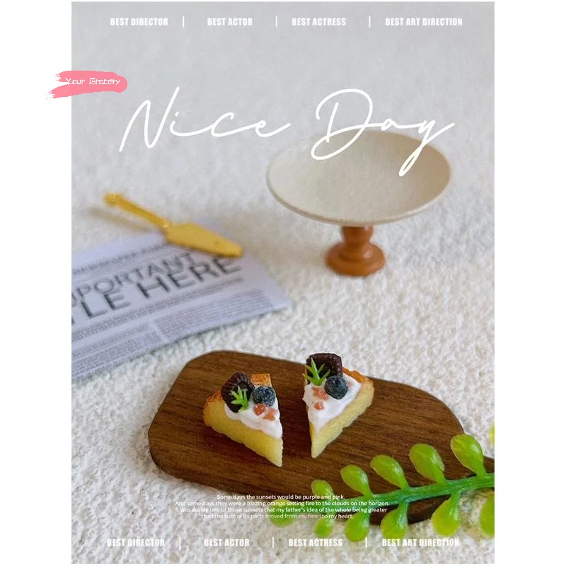 1개 미니어처 바스크 케이크 빵 크림 디저트 1/12 인형집 주방 DIY 음식 액세서리 인형집 미니 가구