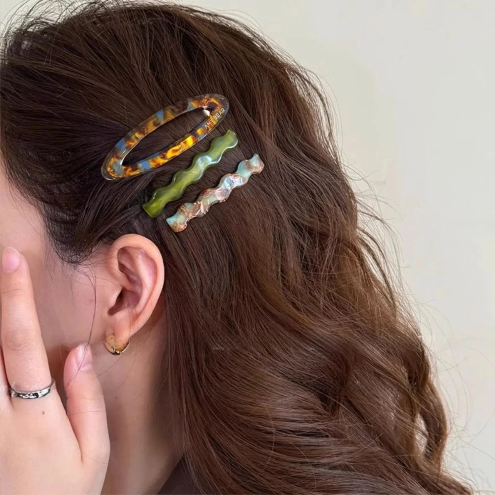 

Simple Alloy Acetate Hairpin Set Duckbill Clip Geometry Cute Hair Clip Korean Style Barrettes Bangs Clip Girls