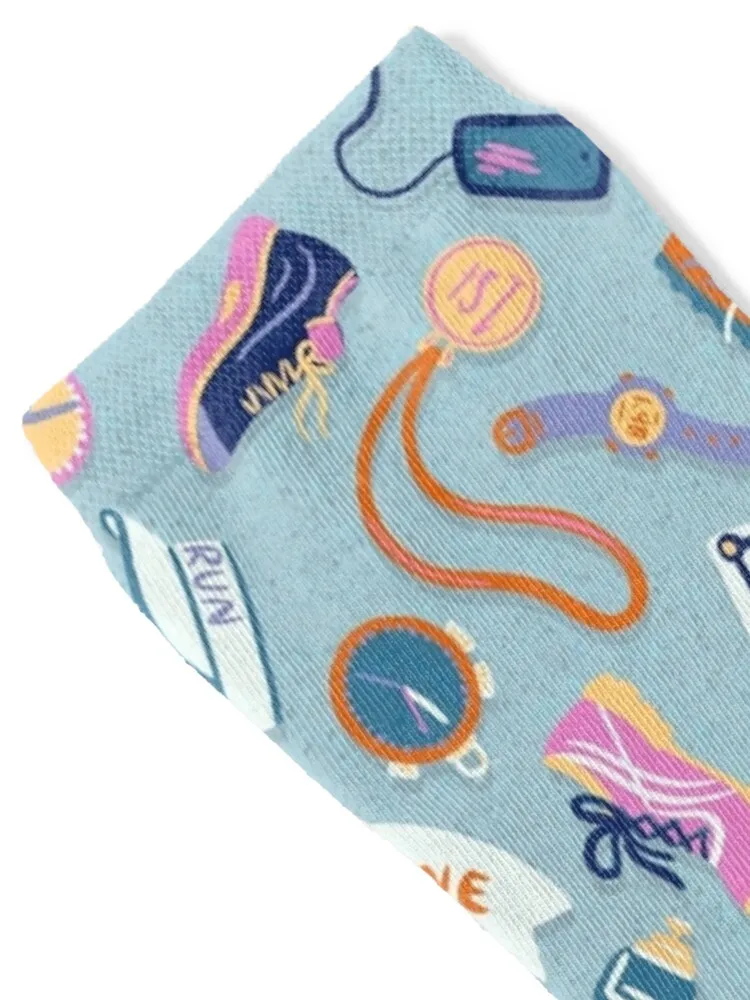 Marathon Runner Repeating Pattern Socks Soccer Crossfit ankle Stockings man Women Socks Men's