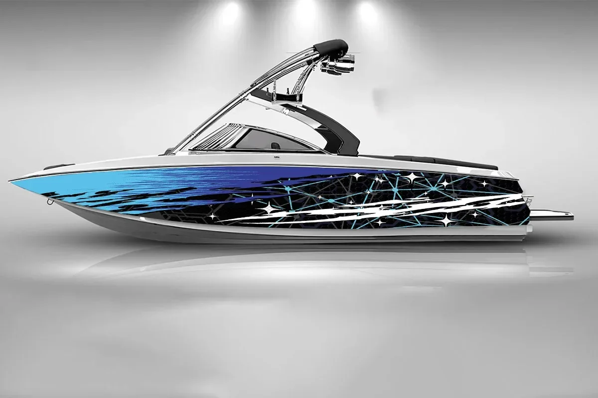 

Abstract Striped Irregular Geometric Figure Boat Sticker Wrap Fish Boat Vinyl Waterproof Vessels Sticker Graphic DIY Ship Decal