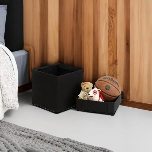 Oxford-Tabouret de Rangement Carré Pliable, Noir