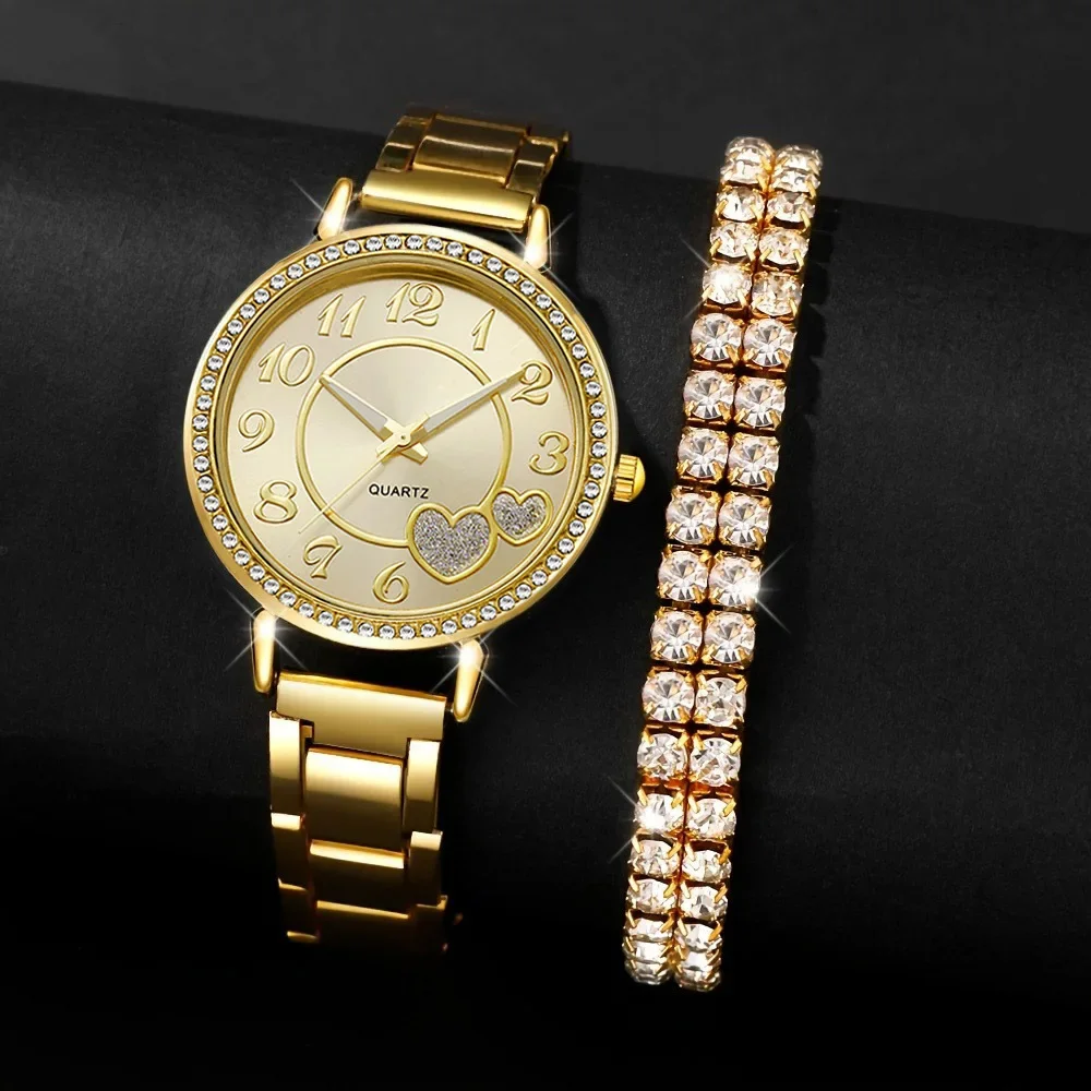 

Модные женские часы, с браслетом, модный темпераментный комплект кварцевых часов, идеальный подарок на День святого Валентина