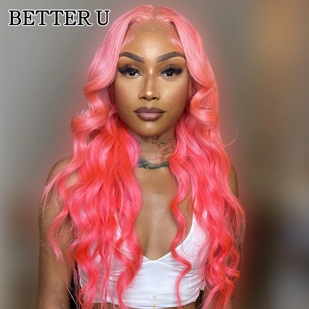 Body Wave Human Hair Pink 13X6 Lace Front Pre-Stretched Wig Transparent Lace Front Wig 13x4 High Gloss Wig 250 Density