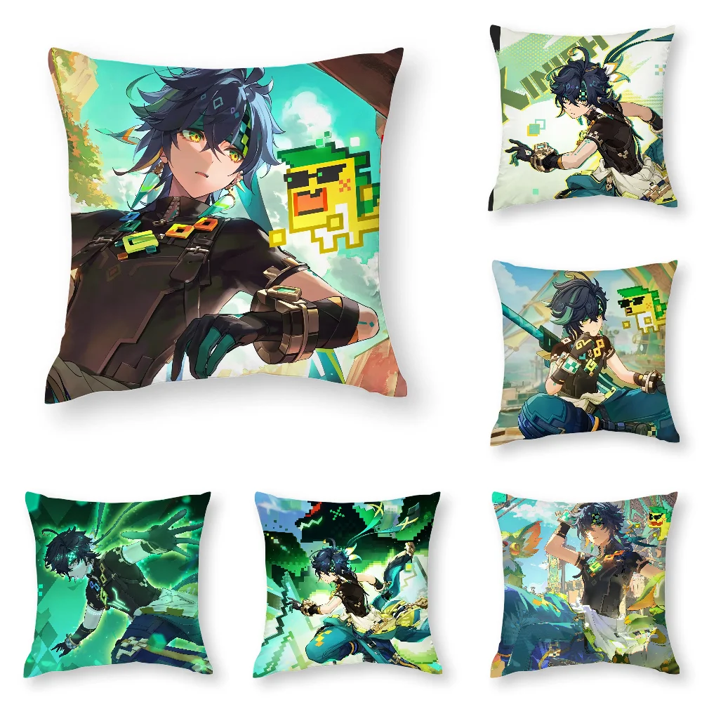 Genshin Impact Kinich Pillow Case 3D Print Polyester Fiber 40*40 cm Home Sofa Throw Pillow Cover Decoration Festival Gift