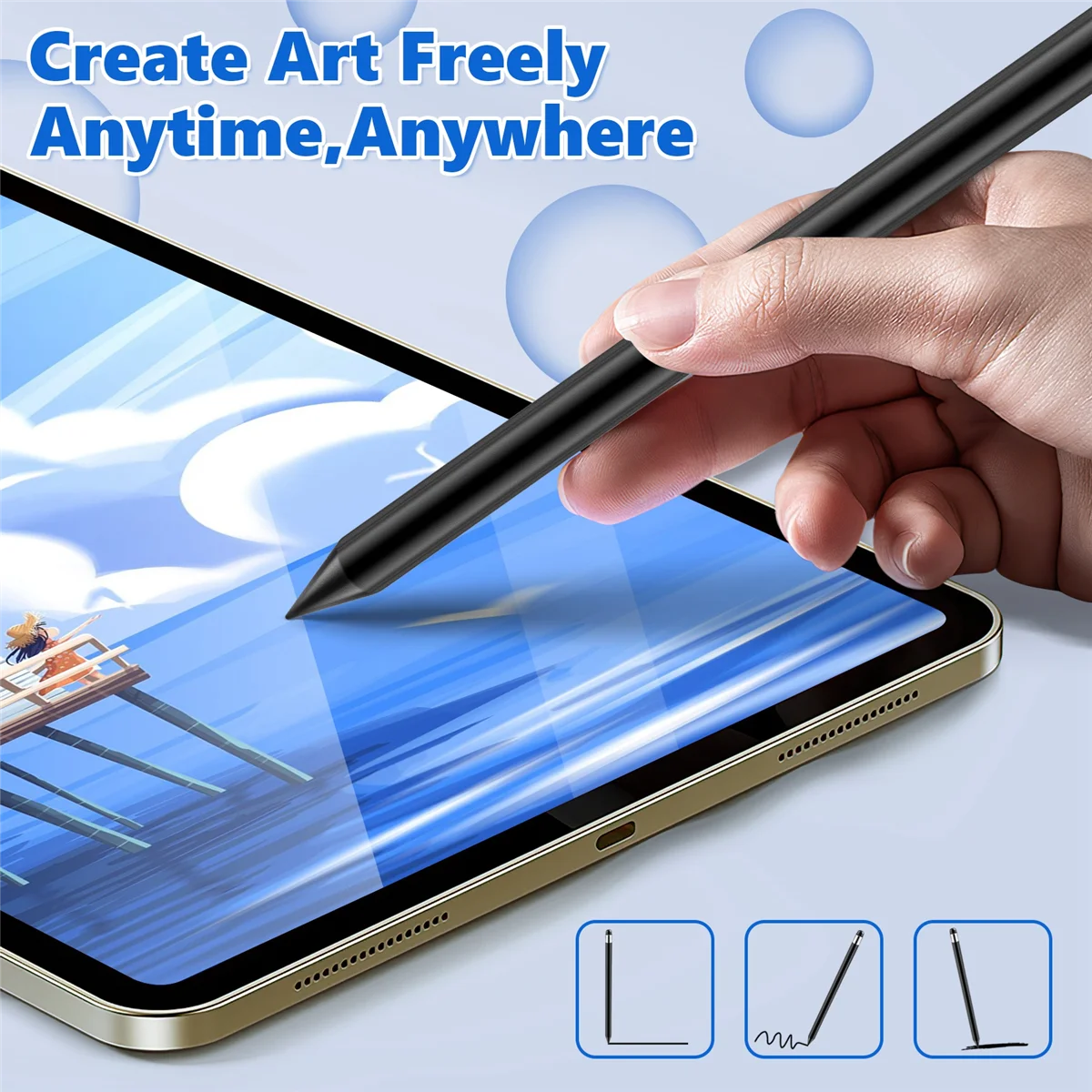 SMIEA Penna a matita capacitiva Stilo Press Screen Stick per iPhone iPad Tablet Telefono PC - Nero