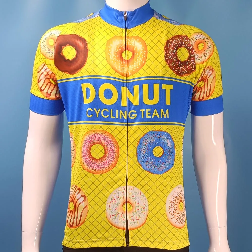 Donut Give Up Cycling Jersey for Men Short Sleeve Reflective MTB Maillot Downhill Pro Team Mountain Bicycle Clothing Summer New