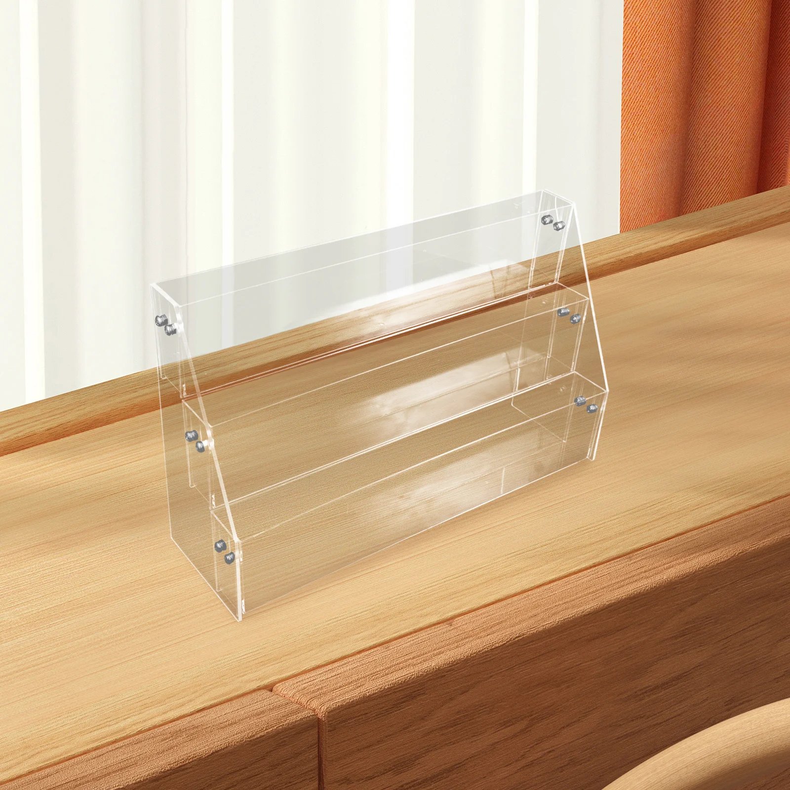 

1 Tier Acrylic Display Transparent Sticker Organizer Desk Storage Rack Brochure Holder Greeting Stand Tabletop Display Stand