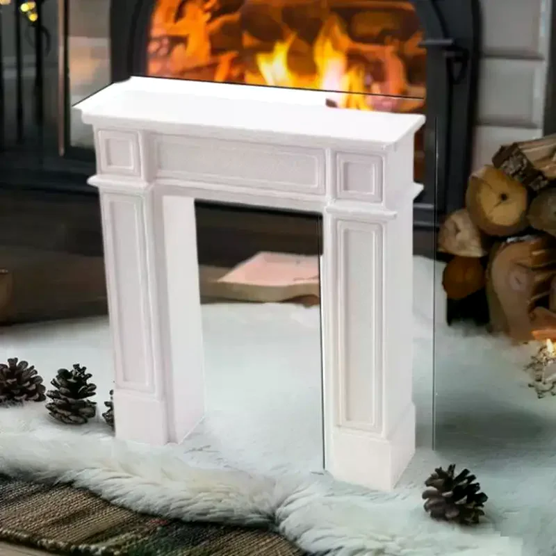 1 szt. Miniaturowe szafki do domku dla lalek w stylu europejskim; Amerykańskie meble w stylu vintage z kominkiem do przechowywania i dekoracji