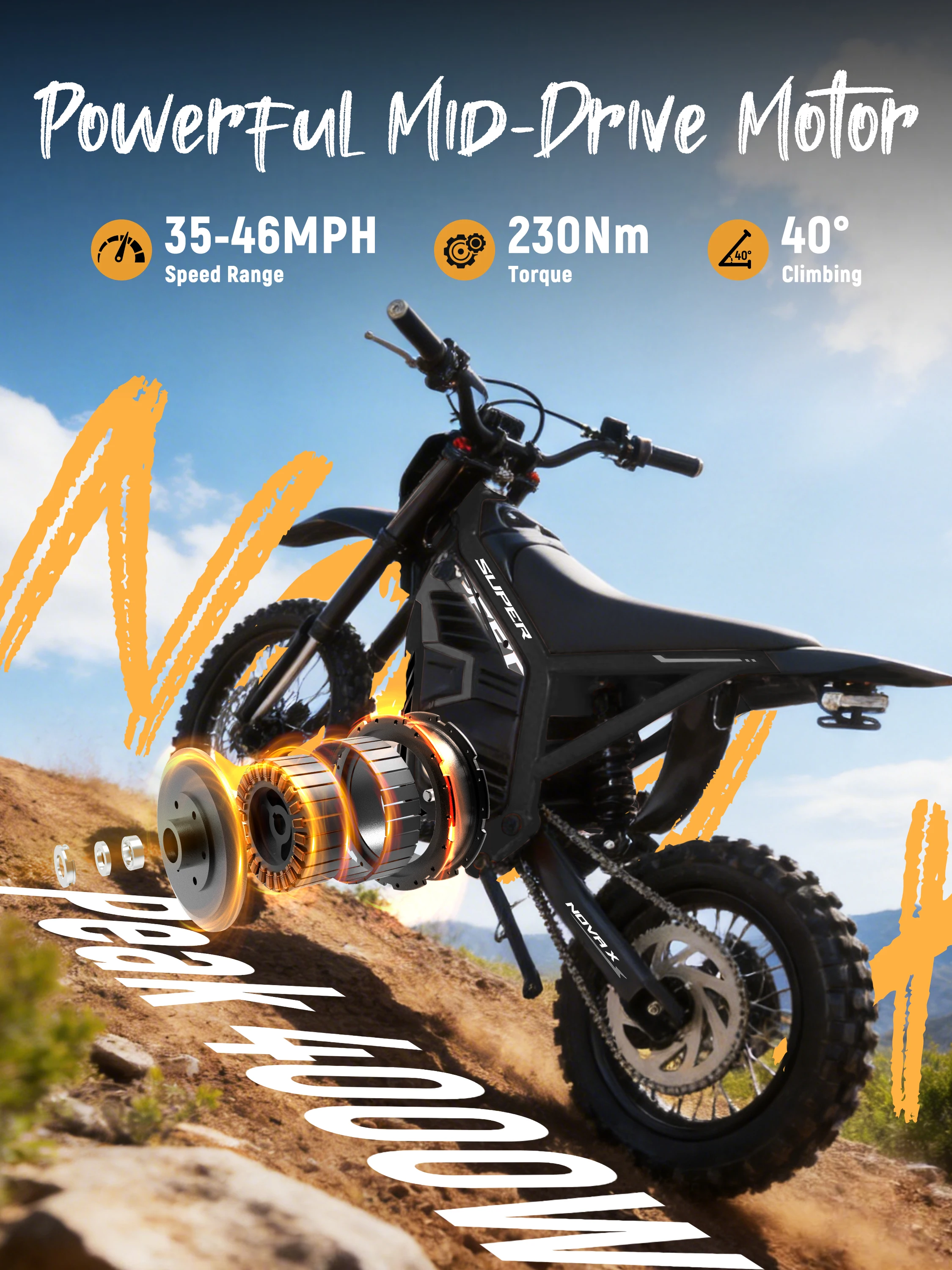 Eskute Nova X Electric Dirt Bike for Teens & Adults, 14