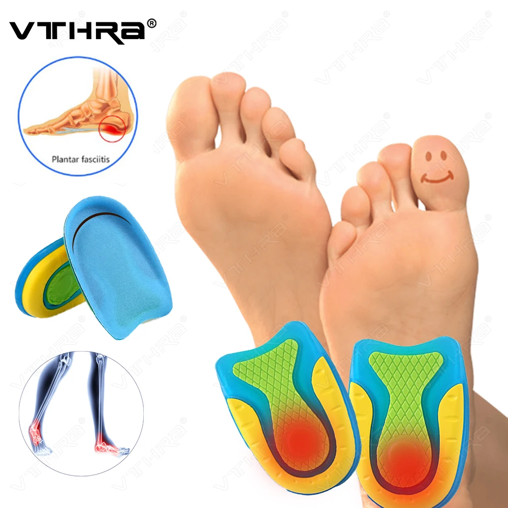 Heel Spur Pain Foot Cushion Soft Silicone Gel Insole for Foot Massager Care Half Heel Plantar Fasciitis Insole Pad Unisex Insert