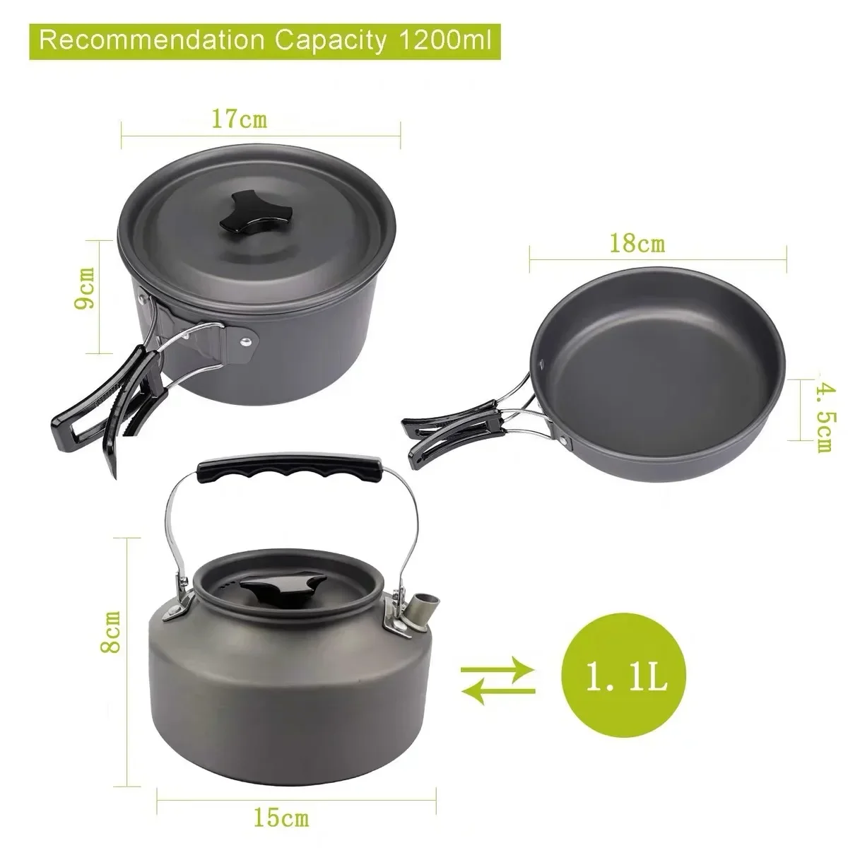 2024 Factory Price Hot Sale Camping Cookset Outdoor Picnic Mess Set 2-3 People Ultralight Backpacking Cookware Outdoors Cooking