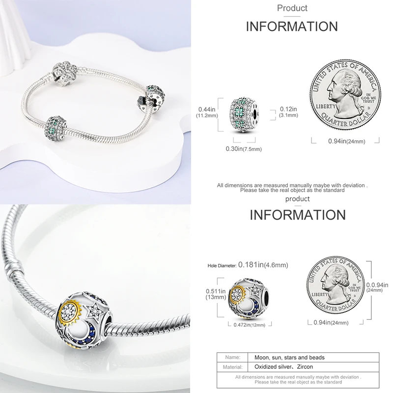 925 Sterling Silber Spacer Charm Perlen Schmetterling Blumen Stern Mond Bunt Lila DIY Armband Halskette Schmuck Geschenk für Frauen – Detail 6