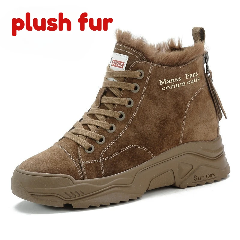 

Height-increase Marten Boots for Women double zipper Spring Short Boots, Back Zipper Short Tube Casual Shoes, Cotton snow Boots