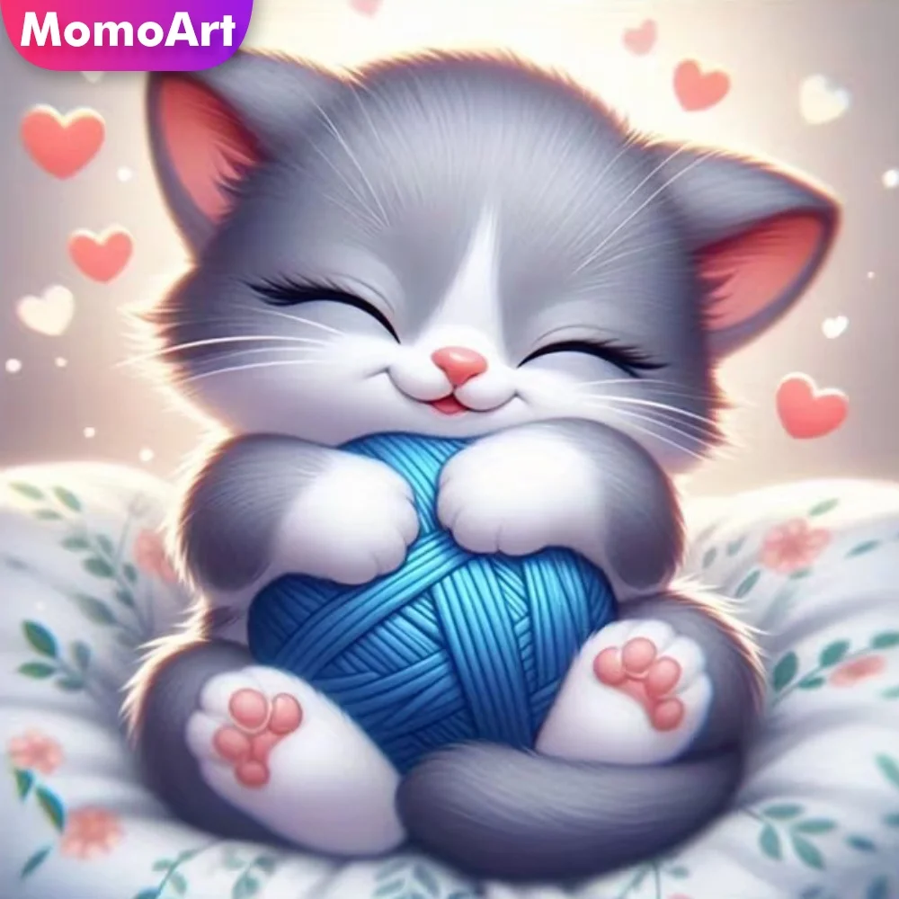 Momoart DIY Diamant-Stickerei Katzen-Gemälde Tierbild mit Strass Neueste Diamant-Mosaik Cartoon Einzigartiges Geschenk Handarbeit