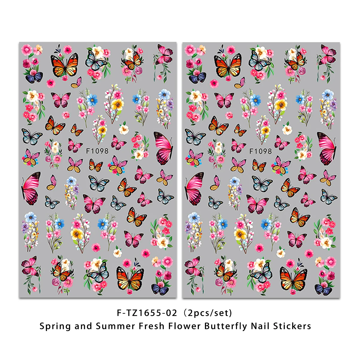 Frühlings- und Sommerblumen-Schmetterlings-Nagelsticker, einfach anzubringen für die Nageldekoration, zum Selbergestalten, als Geschenk, für Partys und zur Gestaltung von Make-up für Hochzeiten. – Detail 24