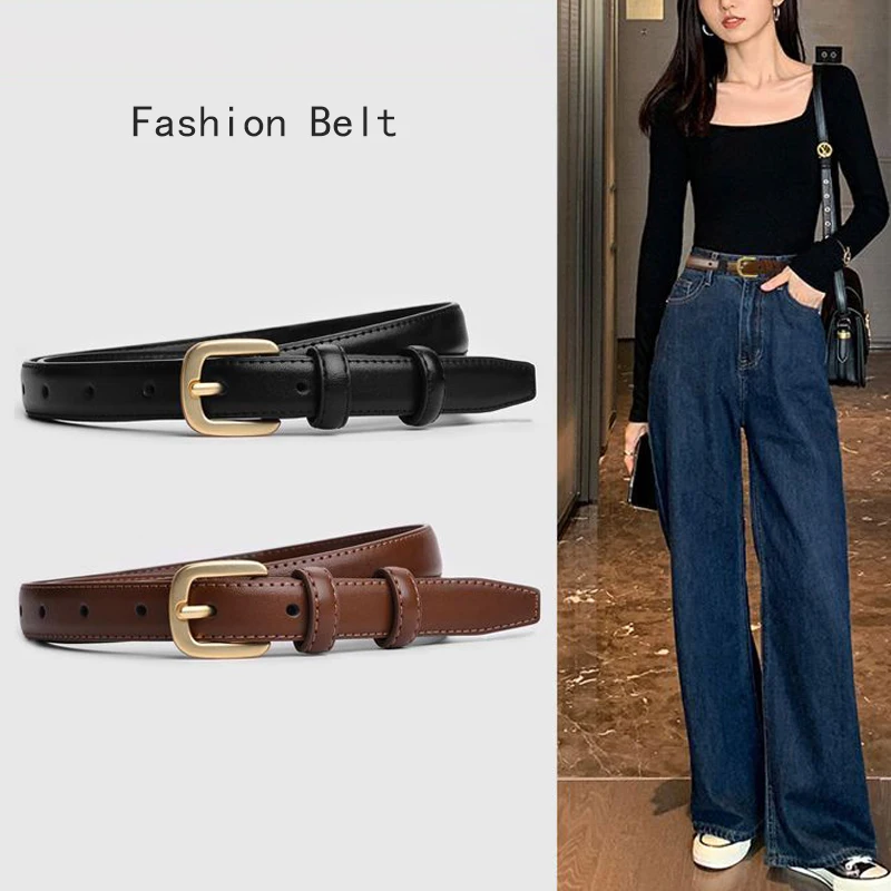 Classic Women Belt Black Needle Buckle Retro Jeans Leather Fashion Belt High Quality Strap