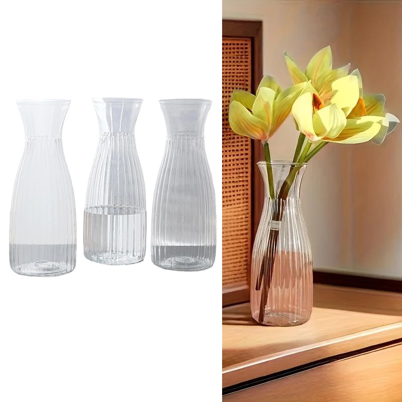 Nordic Transparent Plastic Vase Flower Arrangement Container Creative Hydroponic Plant Flower Vases Home Living Room Desk Decor
