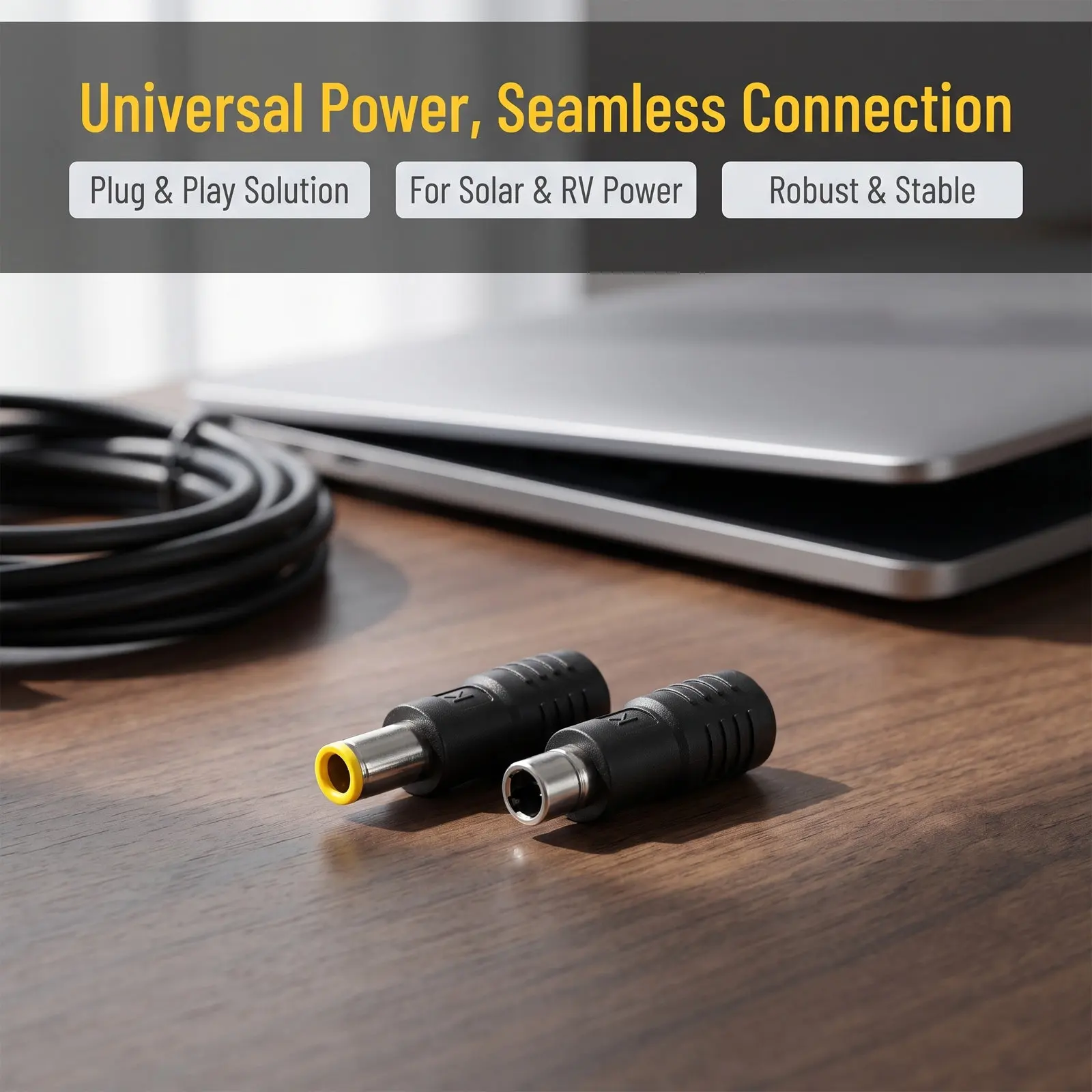 2Pcs Solar Power Dc7909 Male to Dc8020 Female Adapter Converter for Portable Power Station Rv Battery Charging Connectors