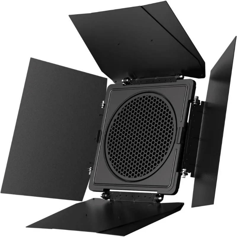 

Bowens Mount 8-Leaf Lighting Barn Doors with Damping Shaft Gel Clip Honeycomb Grid for Studio Strobe Lights