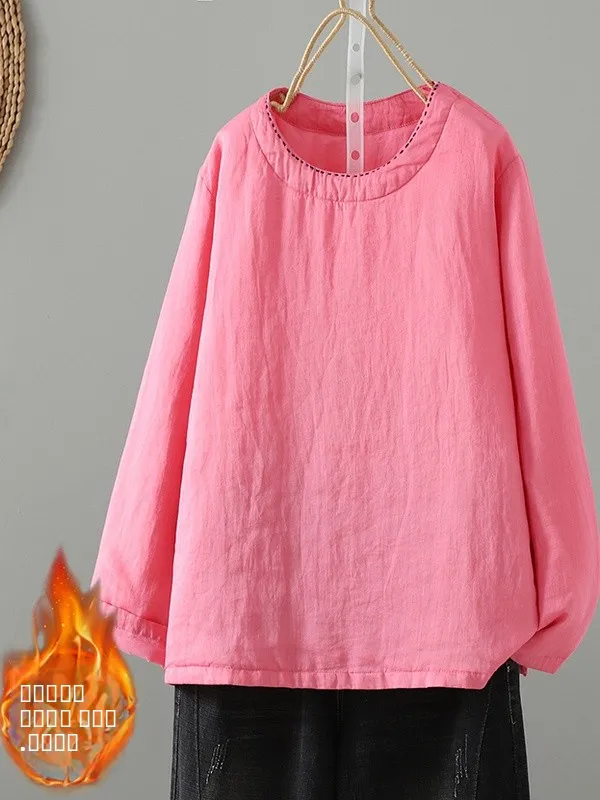 

Осень-зима, свободный крой, хлопково-льняной свитшот, круглый тонкий изолированный цвет, модная удобная женская толстовка с капюшоном